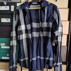 Mens Navy Blue Burberry Shirt 